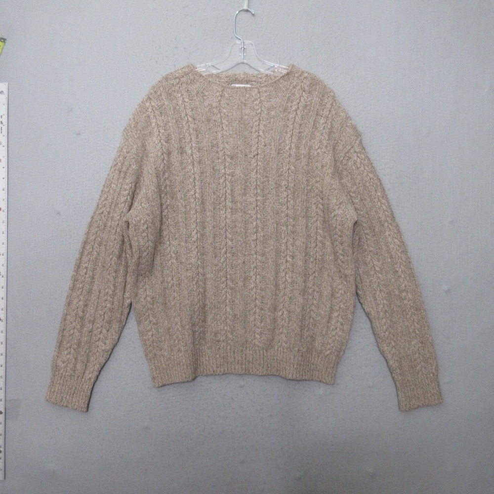 Zara Sweater Large Cable Knit Wool‎ Blend Neutral Fisherman Oversized Preppy NWT